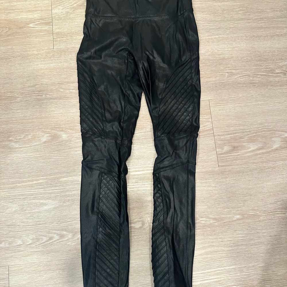 Spanx faux leather motorcycle leggings